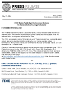 FDIC Makes Public April Enforcement Actions No Administrative Hearings Scheduled