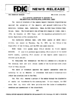 FDIC Approves Assumption of Deposits of The Huntsville National Bank Huntsville Texas