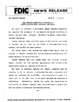 FDIC Approves Assumption of Deposits of Liberty National Bank Lovington New Mexico