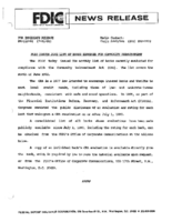 FDIC Issues June List of Banks Examined for Community Reinvestment