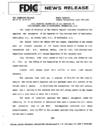 FDIC Approves Assumption of All Deposits of City National Bank of Washington Washington DC