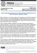 Citizens South Bank Gastonia North Carolina Assumes All of the Deposits of Bank of Hiawassee Hiawassee Georgia