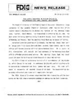 FDIC Grants Assistance to Prevent Failure of The American State Bank Yankton South Dakota