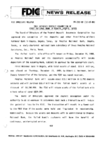 FDIC Approves Deposit Assumption of First National Bank in Bogata Bogata Texas