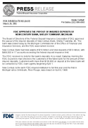 FDIC Approves the Payout of Insured Deposits of New Century Bank Shelby Township Michigan