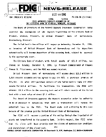 FDIC Approves Deposit Assumption of The Citizens Bank of Windsor Windsor Missouri