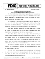 FDIC Approves Assumption of Deposits of Crown Bank National Association San Antonio Texas