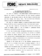 FDIC Transfers Insured Deposits of Bay City Bank  Trust co Bay City Texas