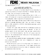 FDIC Approves Deposit Assumption of Merchants Marine Bank Port Isabel Texas