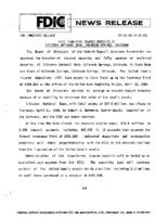 FDIC Transfers Insured Deposits of Citizens National Bank Colorado Springs Colorado