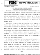 FDIC Grants Assistance to Prevent Failure of Valley Transactions Bank of Belgrade Belgrade Montana