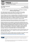 FDIC and FinCEN to CoSponsor a Symposium on AntiMoney Laundering and AntiTerrorist Financing