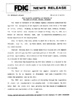 FDIC Approves Assumption of Deposits of The Bank of Wilson Wilson Oklahoma