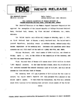 FDIC Approves Assumption of Insured Deposits of College Boulevard National Bank Overland Park Kansas