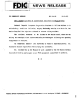 FDIC Chairman Seidman in Satisfactory Condition Following Surgery