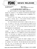 FDIC Approves Assumption of Deposits of Fairfield County Trust Company Stamford Connecticut