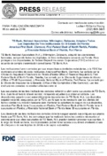 TD Bank National Association Wilmington Delaware Acquires All the Deposits of Three Florida Institutions AmericanFirst Bank Clermont First Federal Bank of North Florida Palatka and Riverside National Bank of Florida Fort Pierce