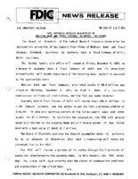 FDIC Approves Deposit Assumption of Madison Bank and Trust Company Richmond Louisiana