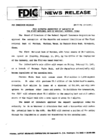 FDIC Approves Assumption of Deposits of The First National Bank of Wortham Wortham Texas