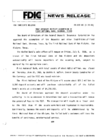 FDIC Approves Deposit Assumption of First National Bank Sherman Texas