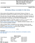 Joint ReleaseCRA Hearing in Chicago to be Available For Online Viewing