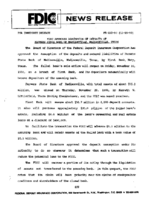 FDIC Approves Assumption of Deposits of Farmers State Bank of Madisonville Madisonville Texas