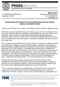 Banks Opening More Branches in Areas Affected by Hurricane Katrina Helping Communities Rebuild