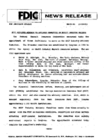 FDIC Appoints Members to Advisory Committee on Thrift Industry Matters