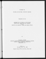 Statement on Regional and national interstate banking presented to the Subcommittee on Financial Institutions Supervision Regulation and Insurance of the Committee on Banking Finance and Urban Affairs
