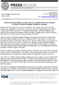Northeast Georgia Bank Lavonia Georgia Acquires All of the Deposits of Freedom Bank of Georgia Commerce Georgia