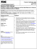 Regulatory Relief Guidance to Help Financial Institutions and Facilitate Recovery in Areas of Tennessee Affected by Severe Weather