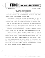 FDIC Approves Deposit Assumption of Bank of Iron County Parowan Utah