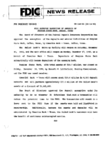 FDIC Approves Assumption of Deposits of Peoples State Bank Dallas Texas