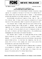 FDIC Approves Deposit Assumption of First National Bank of Borger Borger Texas