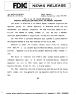 FDIC to Pay Off Insured Depositors in Brentwood Thrift and Loan Association Los Angeles California