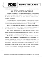 FDIC Approves Assumption of Deposits of Bank of St Charles St Rose Louisiana