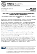 Sites Chosen for FDICs Public Hearings on the Proposed WalMart Banks Application for Federal Deposit InsuranceThe hearings will be held in April in the Washington DC and Kansas City Missouri areas