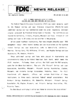 FDIC is Named Managing Agent of Seven Savings and Loan Institutions in Five states