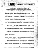 FDIC Approves Assumption of Deposits of Utica National Bank  Trust Company Tulsa Oklahoma