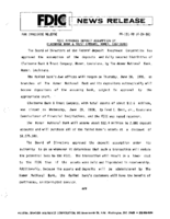 FDIC Approves Deposit Assumption of Claiborne Bank  Trust Company Homer Louisiana