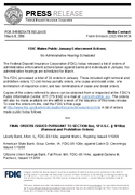 FDIC Makes Public January Enforcement ActionsNo Administrative Hearing Scheduled