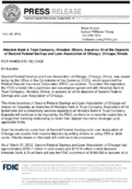 Hinsdale Bank  Trust Company Hinsdale Illinois Assumes All of the Deposits of Second Federal Savings and Loan Association of Chicago Chicago Illinois