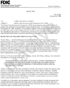 Identity Theft Identity Theft and Assumption Deterrence Act of 1998