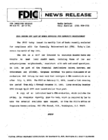 FDIC Issues May List of Banks Examined for Community Reinvestment