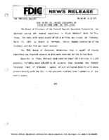 FDIC to Pay Off Insured Depositors in Plaza National Bank Del Rio Texas