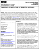 Temporary Registration of Municipal Advisors
