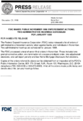 FDIC Makes Public November 1998 Enforcement Actions Two Administrative Hearings Scheduled for January 1999