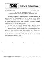 FDIC to Pay Off Insured Depositors in First American Bank and Trust of Friendswood Friendswood Texas