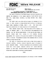 FDIC Approves Assumption of Insured Deposits of First American Capital Bank NA Laguna Beach  California