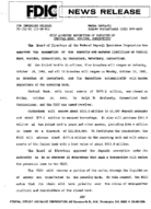 FDIC Approves Assumption of Deposits of Central Bank Meriden Connecticut